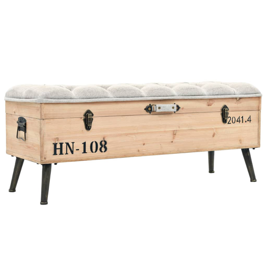 vidaXL opbevaringsbænk massivt træ og MDF 120 x 40 x 50 cm