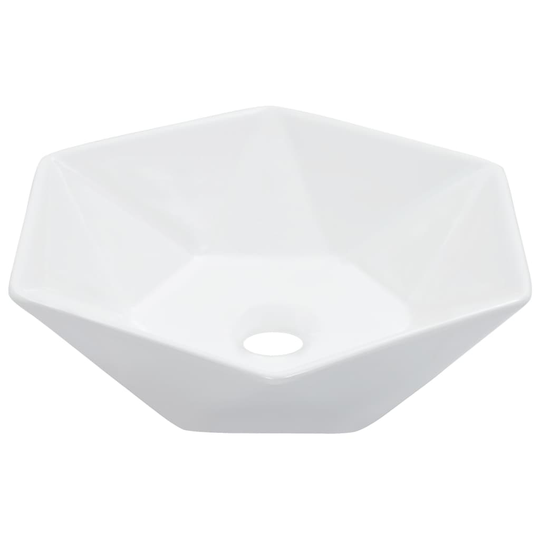 vidaXL håndvask 41 x 36,5 x 12 cm keramik hvid