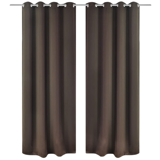 vidaXL mørklægningsgardiner 2 stk. med metalsnøreringe 135x175 cm brun