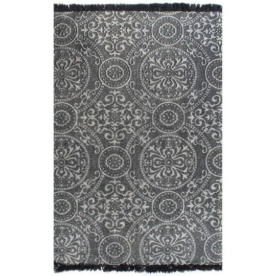 vidaXL kilim-tæppe med mønster bomuld 120 x 180 cm grå