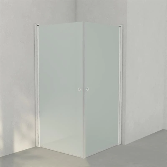 INR Iconic Nordic Rooms Dusjhjørne Linc Angel Original, Frostet/stripe Glass Hvit Matt / 100x100cm Frostet