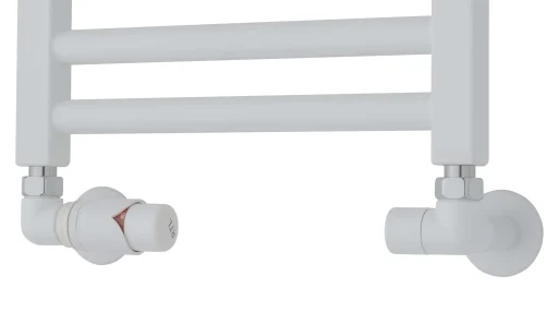 Ventilsett m/returtermostat på venstre side, vinklet, Hvit