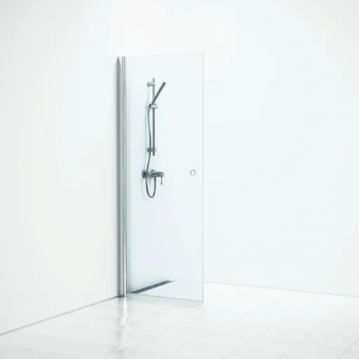 Svedbergs Skoga svingbar dusjveg 87 cm, klart glass/blank Alu, m/hullgrep