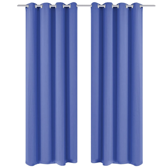 vidaXL mørklægningsgardiner 2 stk. med metalsnøreringe 135x245 cm blå