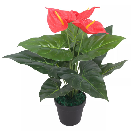 vidaXL kunstig flamingoblomst med potte 45 cm rød og gul