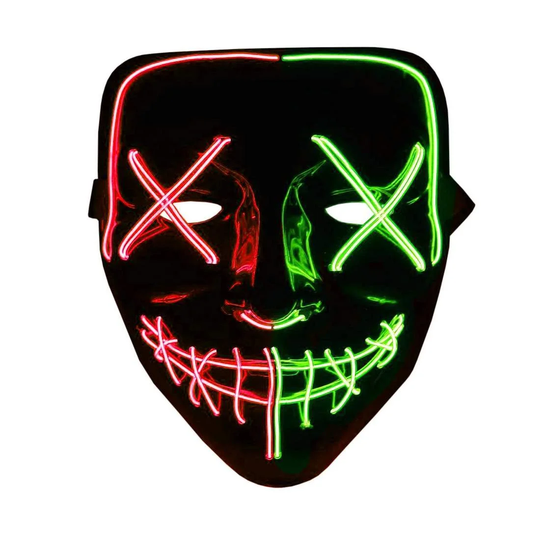 The Purge LED Neon Mask, Halloween - Rød / Grøn