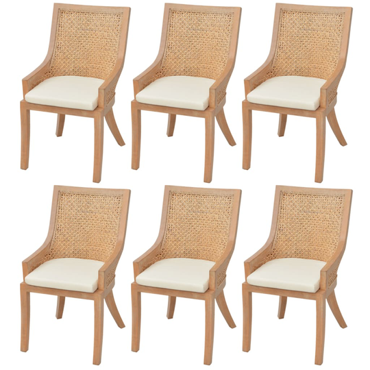 vidaXL spisebordsstole 6 stk. rattan og solidt mangotræ