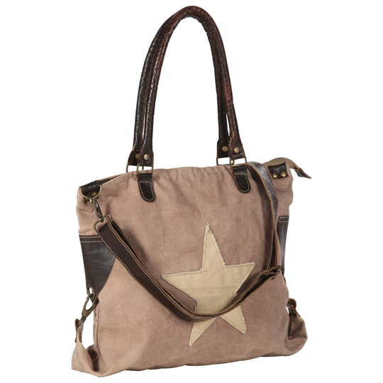 vidaXL shoppertaske 41 x 63 cm kanvas og ægte læder brun