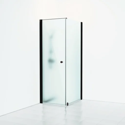 Svedbergs Skoga dusjhjørne 90 x 93 cm, dør og fast vegg, frostet glas/matt sort
