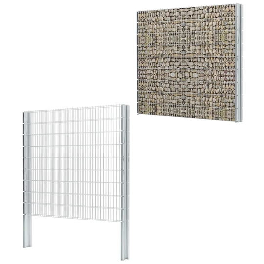 vidaXL 2D gabionhegn galvaniseret stål 2,008x1,83 m 14 m sølvfarvet
