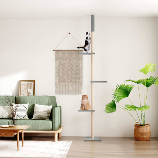 vidaXL kradsetræ fra gulv til loft 267,5-297,5 cm lysegrå