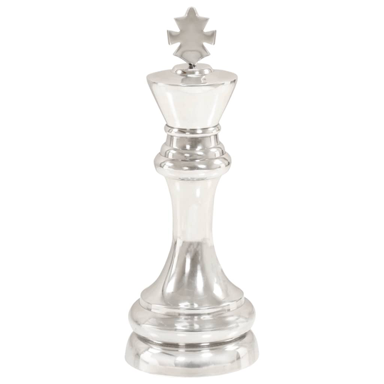 vidaXL skakkongeskulptur massiv aluminium 46 cm sølvfarvet