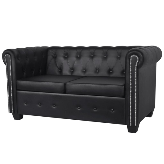 vidaXL Chesterfield-sofa 2-pers. kunstlæder sort