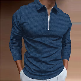 Herre POLO T-skjorte Golf skjorte Geometri Aftæpning Grønn Blå Gul Mørkegrå Rød 3D-utskrift utendørs Gate Langermet Glidelås Trykt mønster Klær Mote Designer F