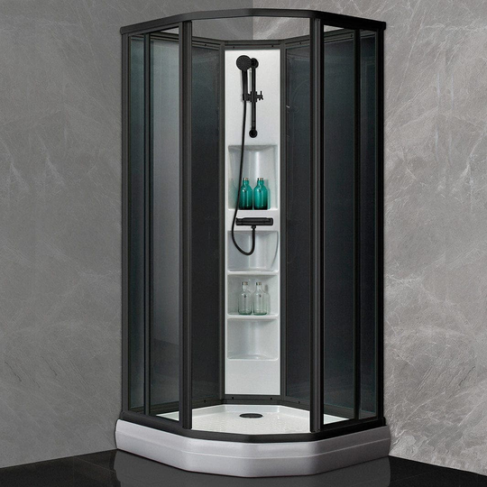 Sanipro Dusjkabinett Svart Classic - Sotet Bakvegger / 90x90cm Basic