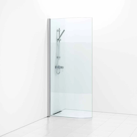 Svedbergs Skoga Dusjdør Buet 90cm / Matt Aluminium Halvfrostet Glass
