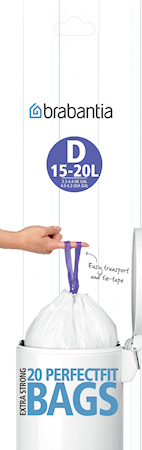 Affaldsposer D, 15Ltr [20 poser/rulle] White