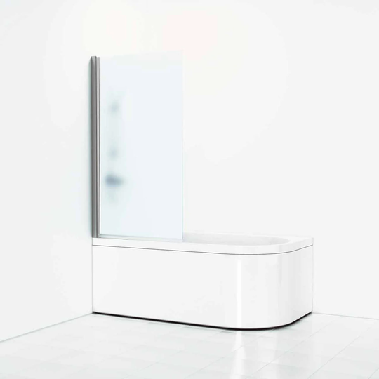 Svedbergs Skoga Rett Badekarvegg Matt Aluminium / Frostet Glass