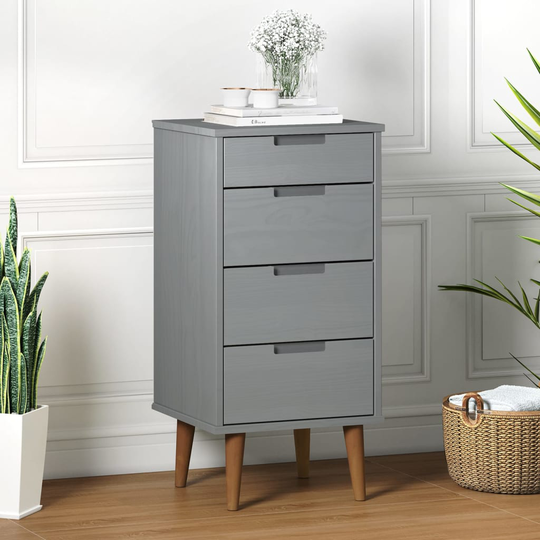 vidaXL kommode 40x35x82 cm massivt fyrretræ grå