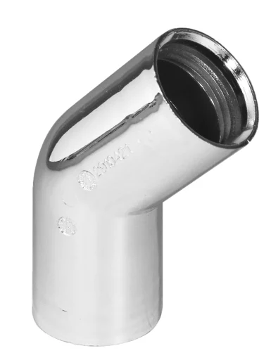 Purus krom bend 32 mm muffe/muffe - 45 gr.