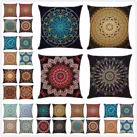 floral mandala bohemisk putetrekk 4 stk mykt firkantet putetrekk putetrekk overlegen kvalitet maskinvaskbar utendørs pute til sofa sofaseng stol