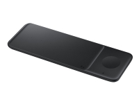 Samsung Wireless Charger Trio EP-P6300 - Trådløs opladningspude + AC-strømadapter - Fast Charge - sort - for Galaxy Buds Live, Note20, S20, S20 5G, Watch 3, Z Flip 5G, Z Flip4, Z Fold2 5G, Z Fold4