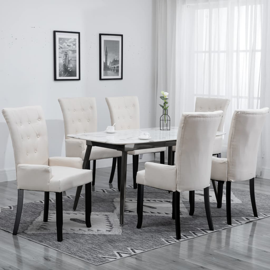 vidaXL spisebordsstole med armlæn 6 stk. stof beige