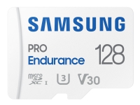 Samsung PRO Endurance MB-MJ128KA - Flashhukommelseskort (microSDXC til SD adapter inkluderet) - 128 GB - Video Class V30 / UHS-I U3 / Class10 - microSDXC UHS-I - hvid