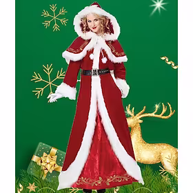 Nisse drakter julenissen Mrs.Claus Cosplay kostyme Drakter Julkjole Julenisseklær Dame Spesiell Cosplay kostyme Jul Jul Karneval Maskerade Voksne Jul Fløyel Kj