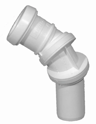 Jotiflex trinnløs/dreibar rørbend med en muffe hvit 32 mm.