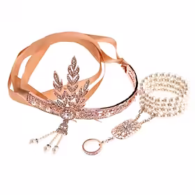 Den store Gatsby Charleston Årgang Art Deco / Retro De livlige 20-årene 1920-tallet De stormende 20-årene Flapperpannebånd i 1920-stil Dame Voksen Kostume Hode