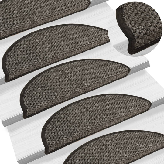 vidaXL selvklæbende trappemåtter 15 stk. 56x20 cm sisal-look grå