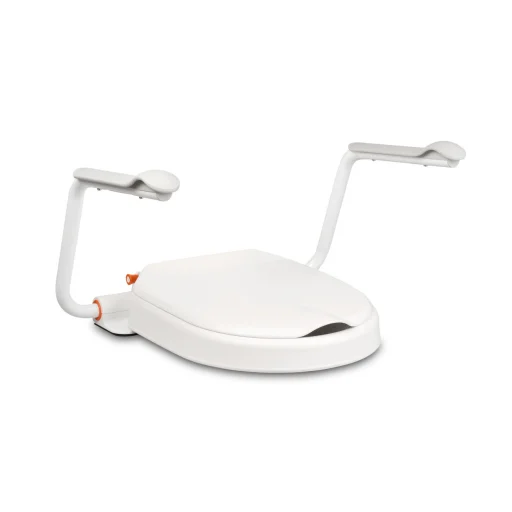 Etac Hi-Loo toalettsete m/armstøtte, 6 cm forhøyet, hvit