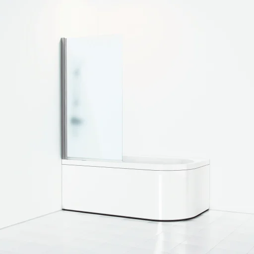 Svedbergs Skoga skjermvegg badekar 80 cm, frostet glass/matt alu