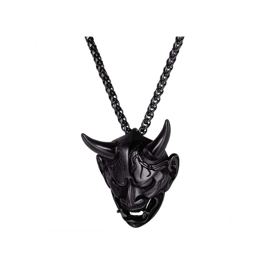 Halskæde, Maske med Horn - Sort