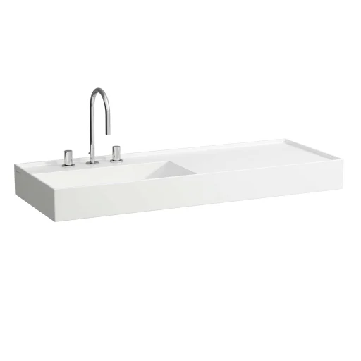 Kartell Laufen håndvask, 120x46 cm, hylle til høyre, rengjøringsvennlig, hvit