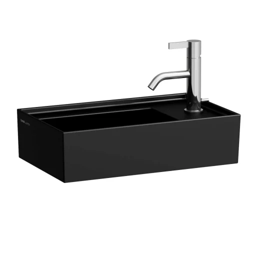 Kartell Laufen håndvask, 46x28 cm, høyrevendt, matt sort