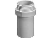 Purus lige overgang Ø32 mm i længde 65 mm med 3/4 udvendigt gevind og 1/2 invendigt gevind i hvid PP