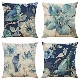 blomsterside pute deksel 4pc mykt dekorativt firkantet putetrekk putetrekk putevar til soverom stue overlegen kvalitet maskinvaskbar utendørs pute for sovesofa