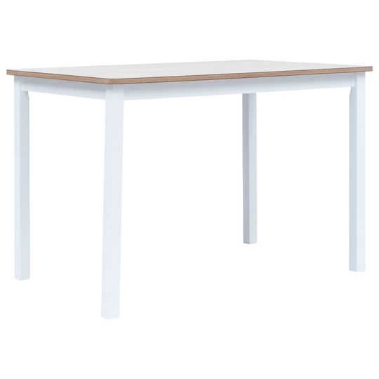 vidaXL spisebord 114 x 71 x 75 cm massivt gummitræ hvid og brun