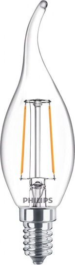 E14 2W LED File Crown Curved warm white