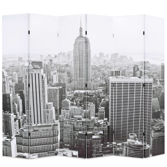 vidaXL foldbar rumdeler 228 x 170 cm New York by Day sort og hvid