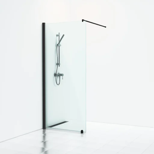 Svedbergs Skoga dusjvegg 90 cm, klart glass/matt sort