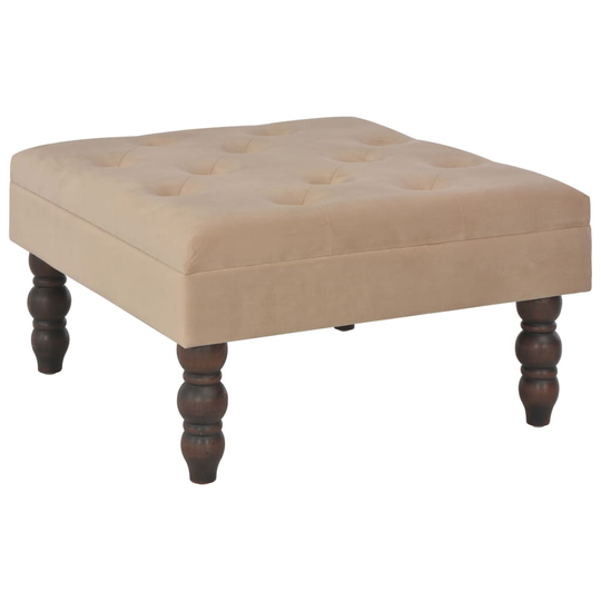 vidaXL taburet 60 x 60 x 36 fløjl beige