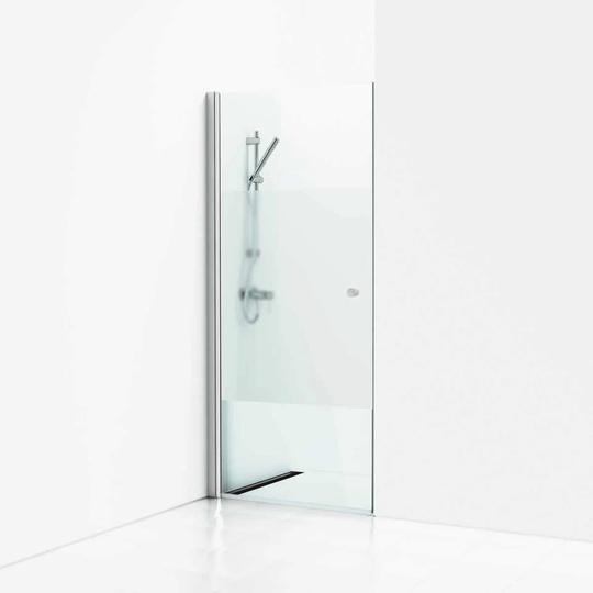 Svedbergs Skoga Dusjdør Rett Matt Aluminium / 87cm Halvfrostet Glass