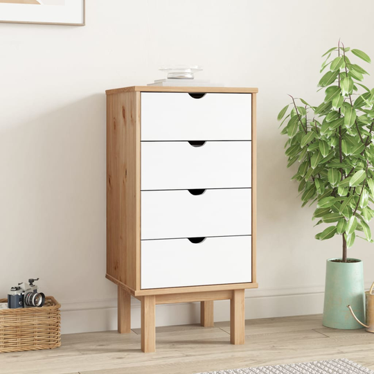 vidaXL kommode 46x39,5x90 cm massivt fyrretræ brun og hvid