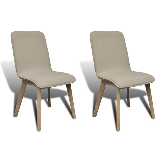vidaXL spisebordsstole 2 stk. beige stof massivt egetræ