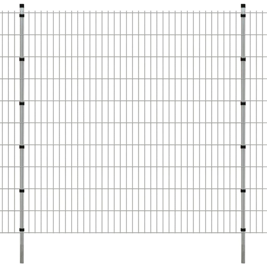 vidaXL 2D Havehegnspaneler & Pæle 2008x2030 mm 28 m Sølv