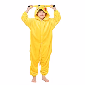Barne Kigurumi-pysjamas Nattøj Kamuflasje Pika Pika Dyremønster Lapper Onesie-pysjamas Korallfleece Cosplay Til Gutter og jenter Halloween Pysjamas med dyremot