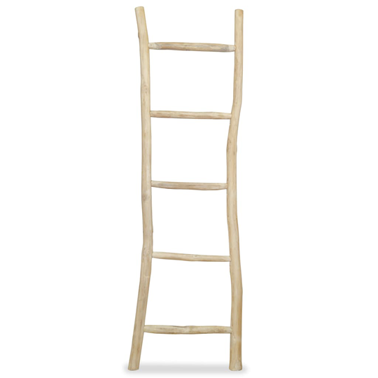 vidaXL håndklædestige med 5 trin teak 45 x 150 cm naturfarvet